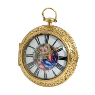English gold double cased enamel verge watch Circa 1687