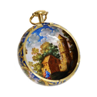English gold double cased enamel verge watch Circa 1687