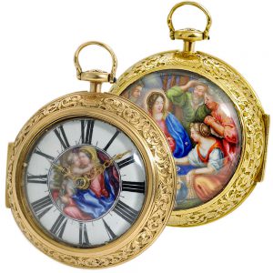English gold double cased enamel verge watch Circa 1687