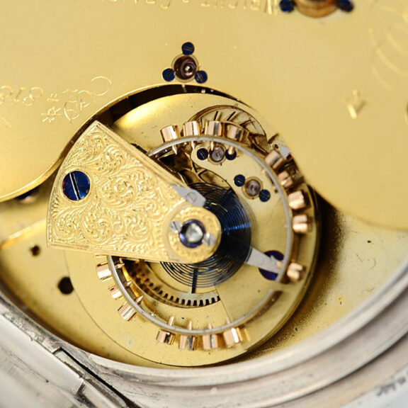 English silver deck watch with 55 minute carousel Circa 1897 English silver deck watch with 55 minute carousel Circa 1897