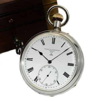 English silver deck watch with 55 minute carousel Circa 1897