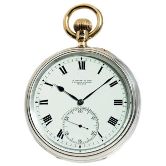English heavy silver deck watch with carousel Circa 1905