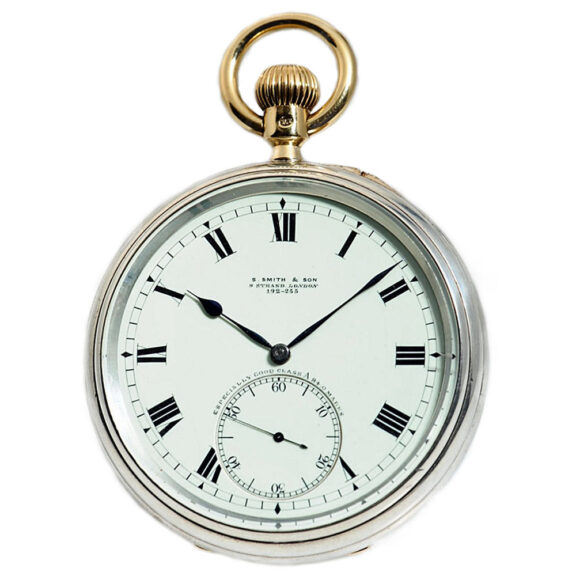 English heavy silver deck watch with carousel Circa 1905 English heavy silver deck watch with carousel Circa 1905
