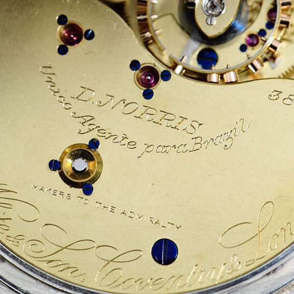 English silver lever deck watch with carrousel Circa 1909 English silver lever deck watch with carrousel Circa 1909
