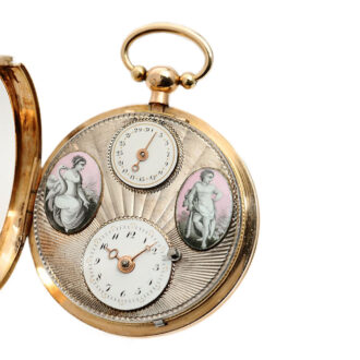 French pocket watch with date and enamel medallions Circa 1815 French pocket watch with date and enamel medallions Circa 1815