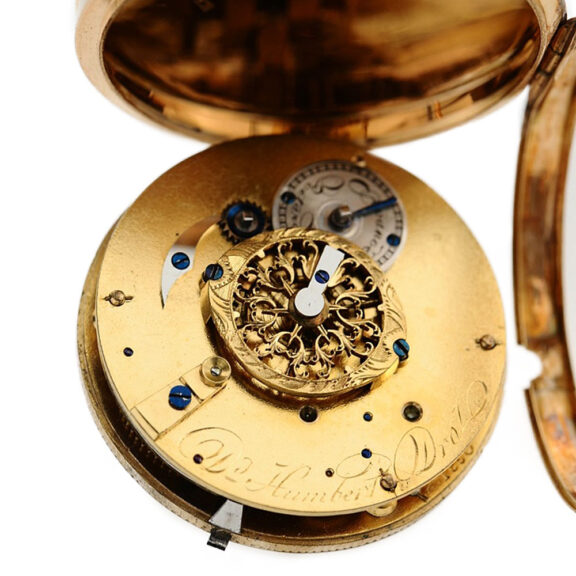 French pocket watch with date and enamel medallions Circa 1815 French pocket watch with date and enamel medallions Circa 1815