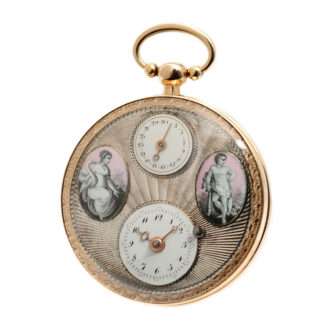 French pocket watch with date and enamel medallions Circa 1815