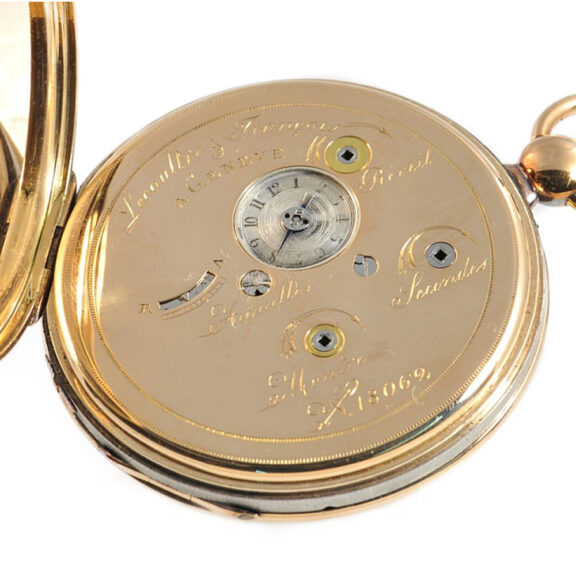 Swiss gold watch with alarm and jumping seconds Circa 1830 Swiss gold watch with alarm and jumping seconds Circa 1830