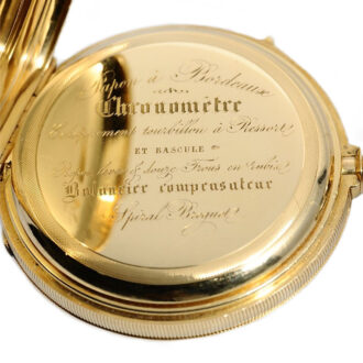 French gold pivoted detent watch with tourbillon Circa 1877