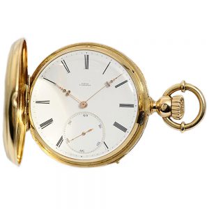 French gold pivoted detent watch with tourbillon Circa 1877