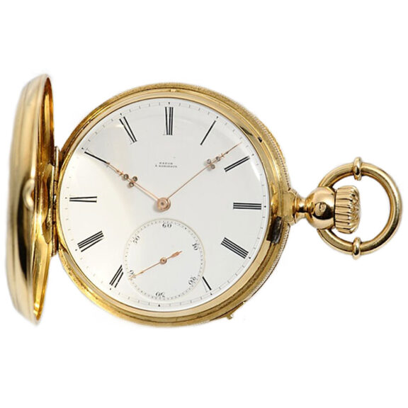 French gold pivoted detent watch with tourbillon Circa 1877