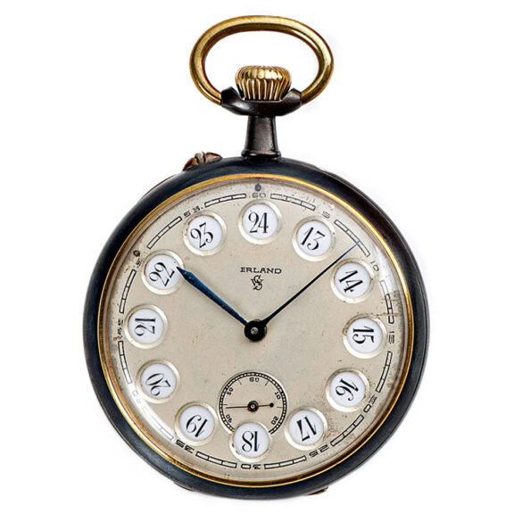 Swiss pocket watch with digital jumping 24h display Circa 1890 Swiss pocket watch with digital jumping 24h display Circa 1890