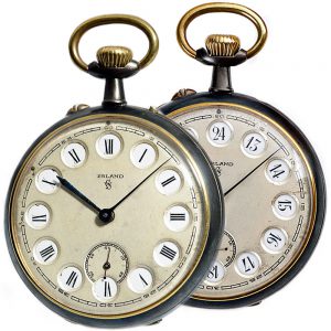 Swiss pocket watch with digital jumping 24h display Circa 1890