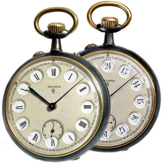 Swiss pocket watch with digital jumping 24h display Circa 1890