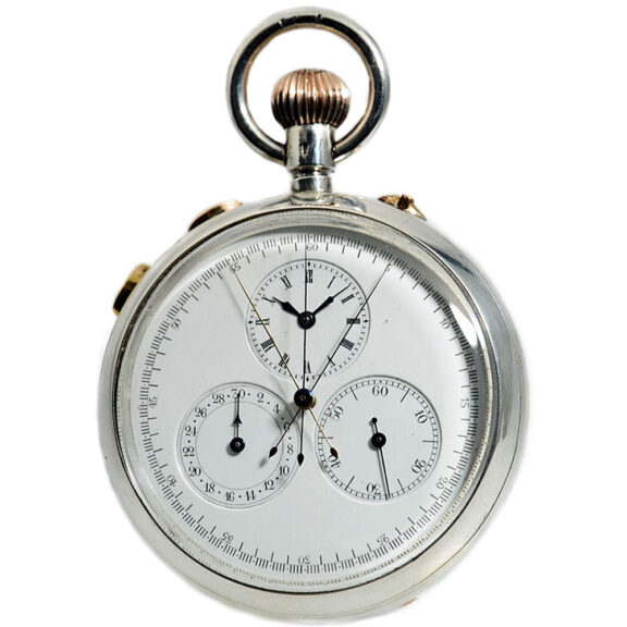 Swiss silver split seconds chronograph lever watch Circa 1890