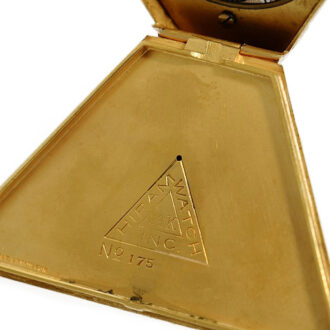 American 14 carat gold triangular Masonic lever watch Circa 1923