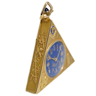 American 14 carat gold triangular Masonic lever watch Circa 1923