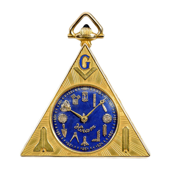 American 14 carat gold triangular Masonic lever watch Circa 1923