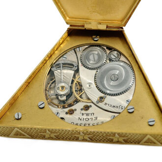 American 14 carat gold triangular Masonic lever watch Circa 1923