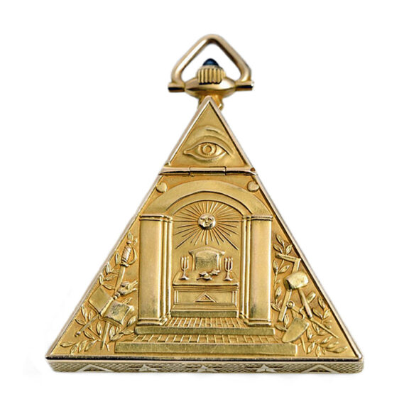 American 14 carat gold triangular Masonic lever watch Circa 1923 American 14 carat gold triangular Masonic lever watch Circa 1923