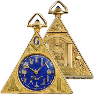 American 14 carat gold triangular Masonic lever watch Circa 1923