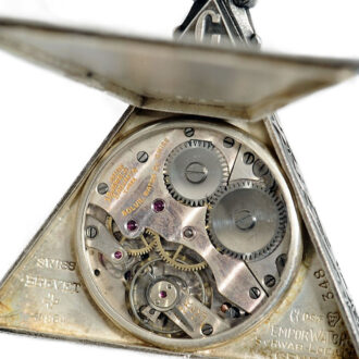 Swiss decorative silver triangular Freemason’s watch Circa 1929
