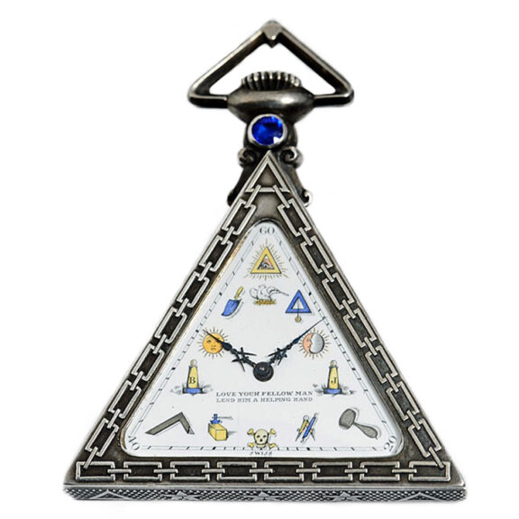 Swiss decorative silver triangular Freemason’s watch Circa 1929 Swiss decorative silver triangular Freemason’s watch Circa 1929