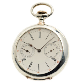 Rare Swiss silver open faced pocket watch with date Circa 1900
