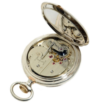 Rare Swiss silver open faced pocket watch with date Circa 1900