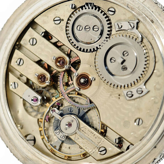 Swiss pocket watch with perpetual calendar and chain Circa 1888 Swiss pocket watch with perpetual calendar and chain Circa 1888