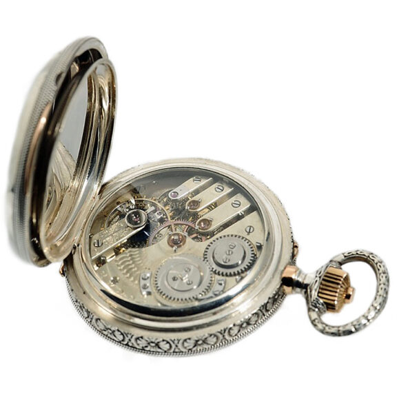 Swiss pocket watch with perpetual calendar and chain Circa 1888 Swiss pocket watch with perpetual calendar and chain Circa 1888