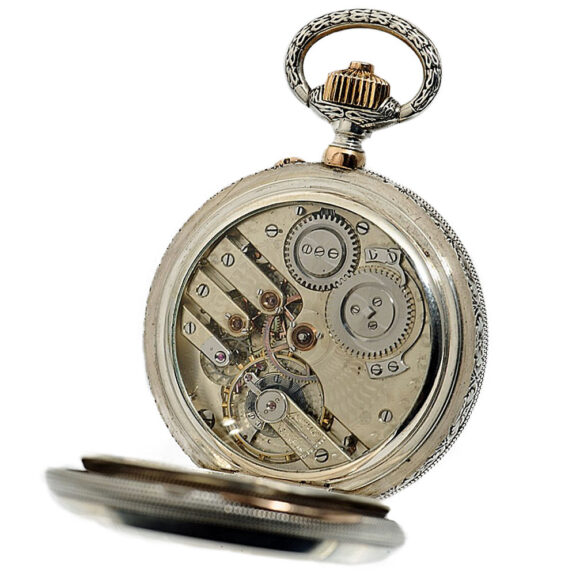 Swiss pocket watch with perpetual calendar and chain Circa 1888 Swiss pocket watch with perpetual calendar and chain Circa 1888