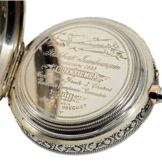 Swiss pocket watch with perpetual calendar and chain Circa 1888