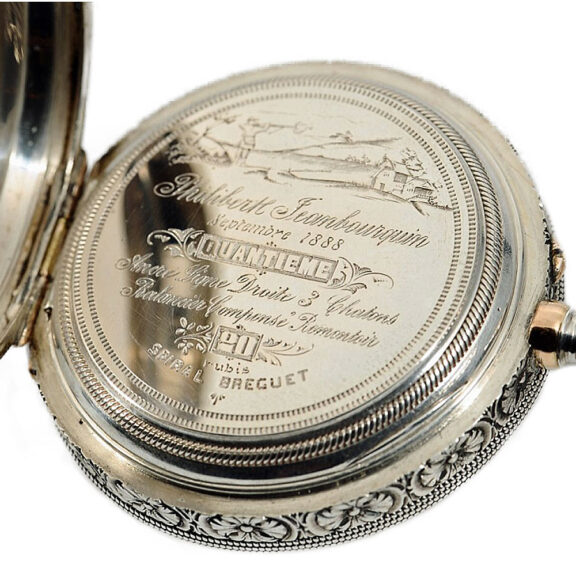 Swiss pocket watch with perpetual calendar and chain Circa 1888 Swiss pocket watch with perpetual calendar and chain Circa 1888