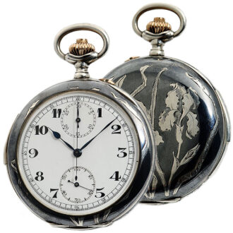 Swiss Niello-silver minute repeating chronograph Circa 1930