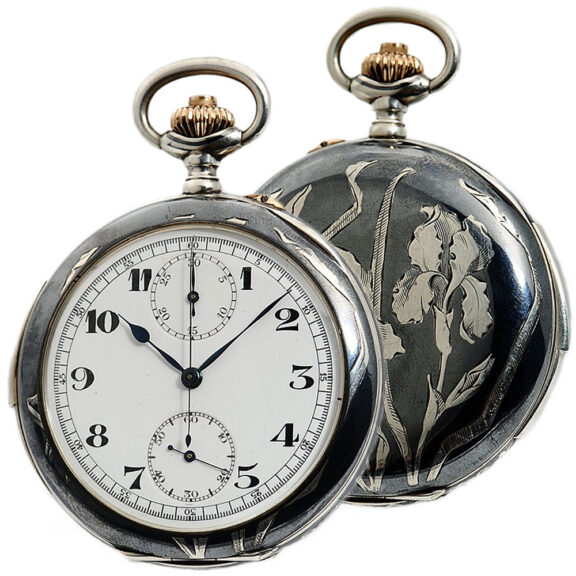 Swiss Niello-silver minute repeating chronograph Circa 1930