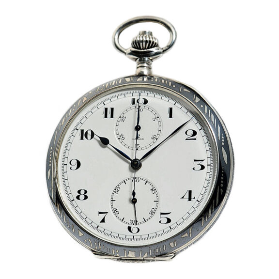 Swiss rare Niello-silver attractive chronograph Circa 1934 Swiss rare Niello-silver attractive chronograph Circa 1934