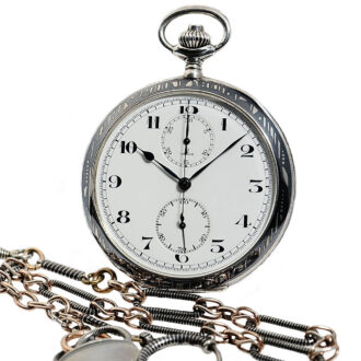 Swiss rare Niello-silver attractive chronograph Circa 1934