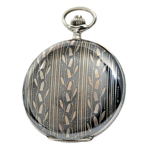 Swiss rare Niello-silver attractive chronograph Circa 1934 Swiss rare Niello-silver attractive chronograph Circa 1934