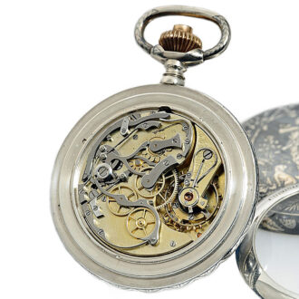 Rare Swiss Niello silver chronograph with tachy scale Circa 1910