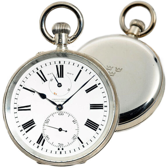 Swiss silver deck chronometer with power reserve Circa 1939