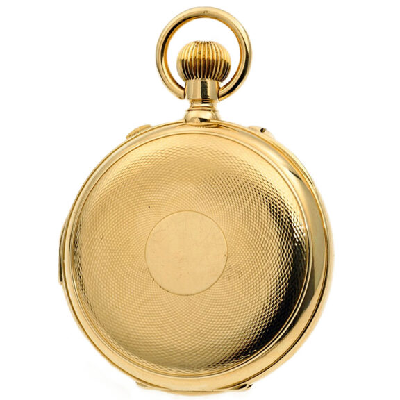 Swiss gold repeater with split-seconds chronograph Circa 1881 Swiss gold repeater with split-seconds chronograph Circa 1881