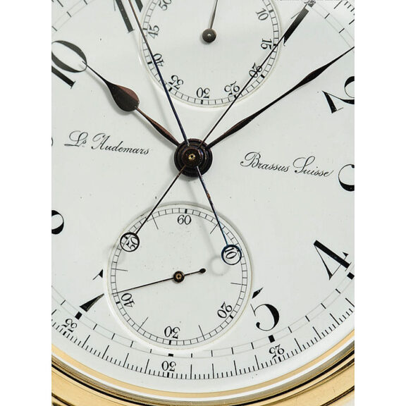 Swiss gold repeater with split-seconds chronograph Circa 1881 Swiss gold repeater with split-seconds chronograph Circa 1881