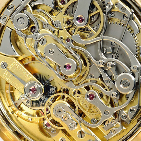 Swiss gold repeater with split-seconds chronograph Circa 1881 Swiss gold repeater with split-seconds chronograph Circa 1881