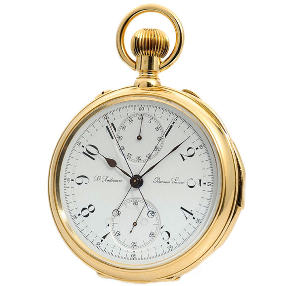 Swiss gold repeater with split-seconds chronograph Circa 1881 Swiss gold repeater with split-seconds chronograph Circa 1881