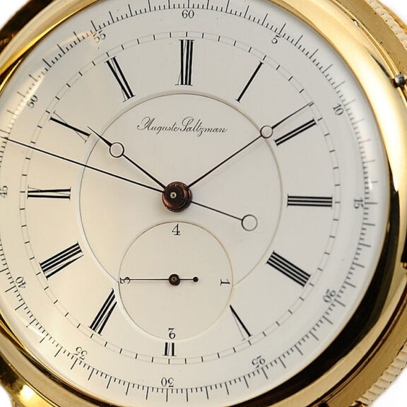 Swiss gold repeater with stoppable centre seconds Circa 1875 Swiss gold repeater with stoppable centre seconds Circa 1875