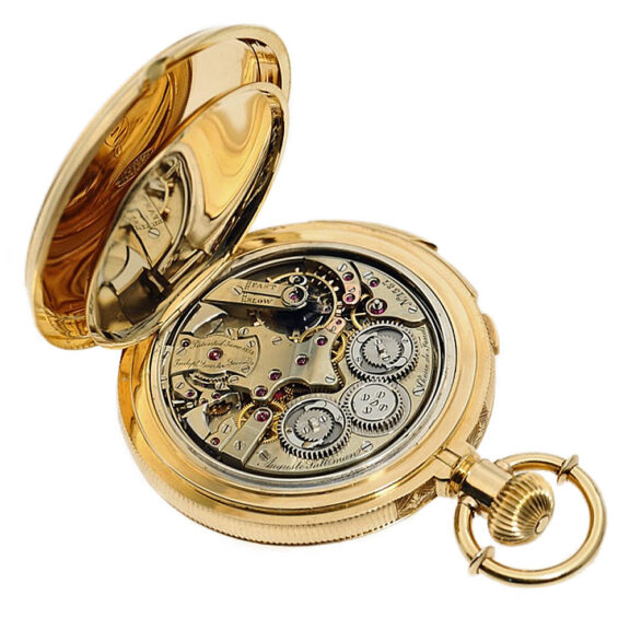 Swiss gold repeater with stoppable centre seconds Circa 1875 Swiss gold repeater with stoppable centre seconds Circa 1875