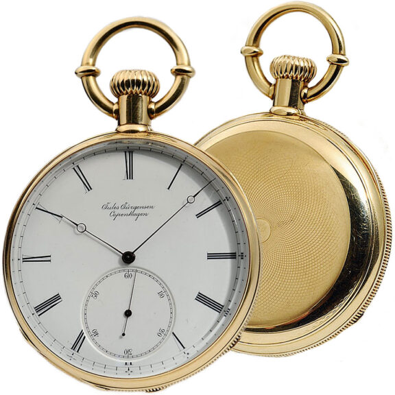 Danish gold watch with patented Jürgensen bow setting circa 1869 Danish gold watch with patented Jürgensen bow setting circa 1869