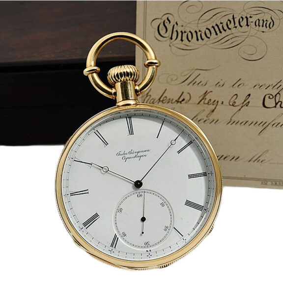 Danish gold watch with patented Jürgensen bow setting circa 1869 Danish gold watch with patented Jürgensen bow setting circa 1869