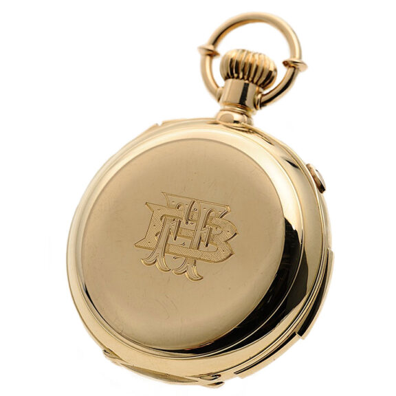 Danish gold repeater with split-seconds chronograph Circa 1900 Danish gold repeater with split-seconds chronograph Circa 1900